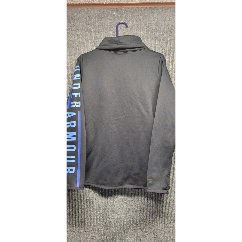 Under Armour ColdGear Storm Hoodie Mens Medium Black‎ Blue Funnel Neck Pullover